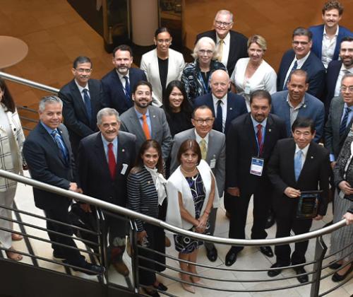 Delegados BASC junto a miembros del Grupo Consultivo del Sector Privado (PSCG) en la sede de la Organización Mundial de Aduanas (OMA) en Bruselas. 